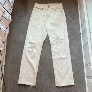 BDG Urban Outfitters Cream Ripped Cowboy Jeans